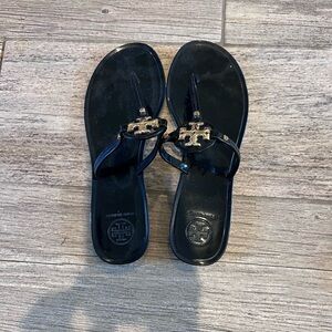 Tory Burch Navy Sandals with Gold Accents